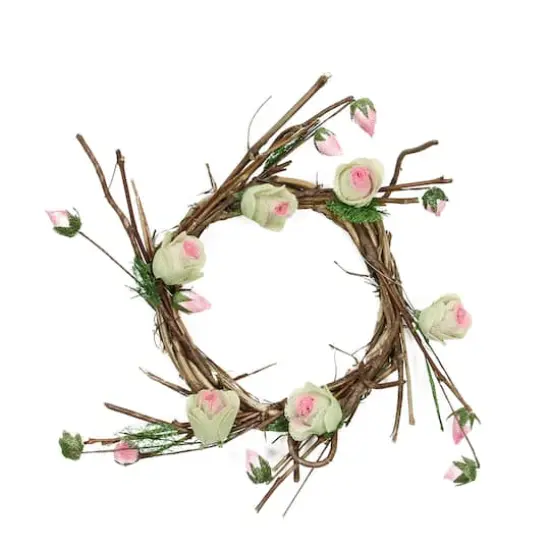 11" Spring Floral Twig Wreath {1}