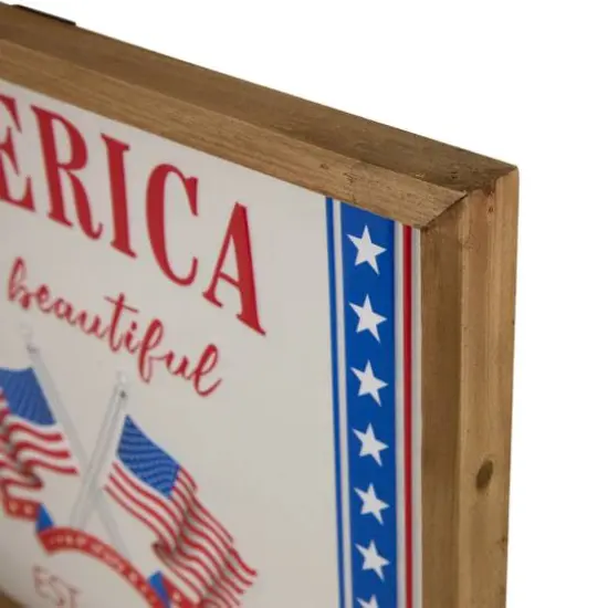 15.75" America the Beautiful Patriotic Framed Wall Sign {6}