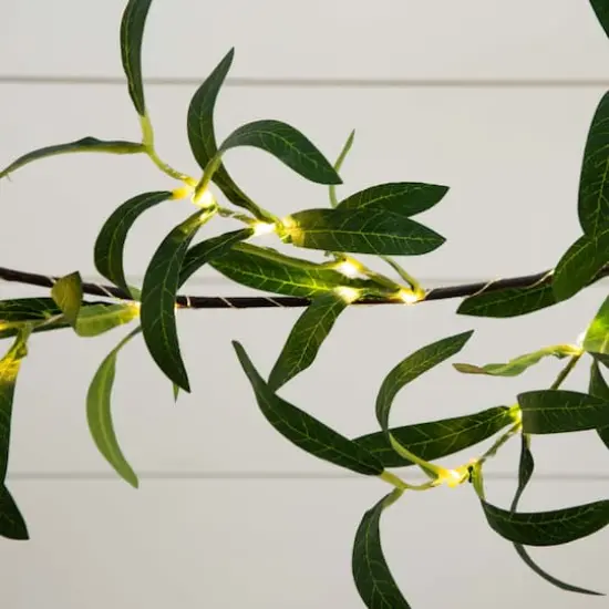 6.5ft. Pre-Lit LED Green Olive Leaf Garland {4}