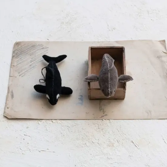 Hello Honey&reg; 2 Pack 7" Whale Cotton Velvet Ornaments {4}