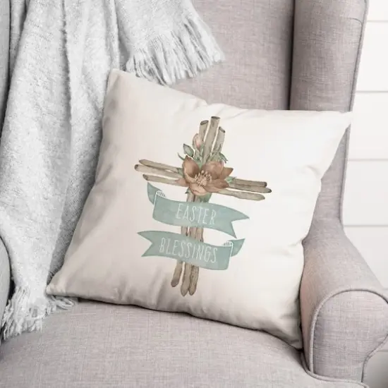 Branch Cross With Flower Pillow 2 18" x 18" Throw Pillow {4}