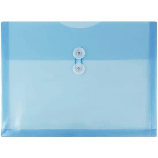 JAM Paper Letter Booklet Plastic Envelopes with Button & String Tie Closure, 12ct. Blue {1}