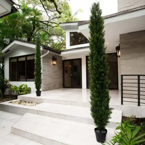 10ft. Potted Green UV Resistant Artificial Cedar Pine Tree {9}