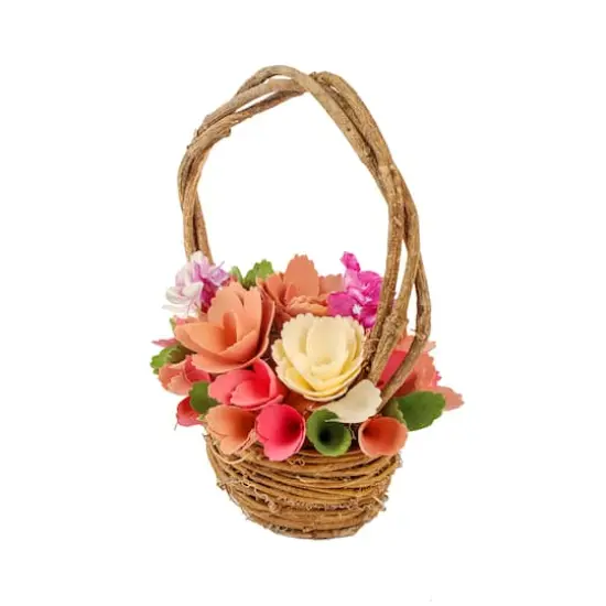 10" Pink Spring Floral Basket {6}