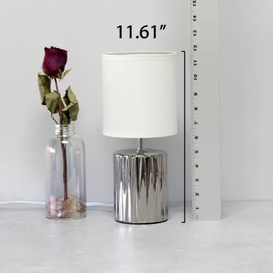 Simple Designs 11.5" Ruffled Metallic Chrome Capsule Table Lamp {6}