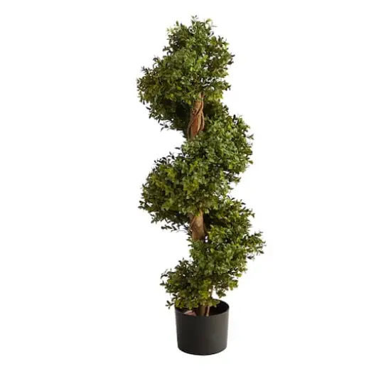 3ft. Potted UV Resistant Spiral Boxwood Topiary Tree {1}