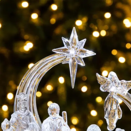 Glitzhome&reg; 9" Christmas Lighted Acrylic Tabletop Nativity Scene Figurine {4}