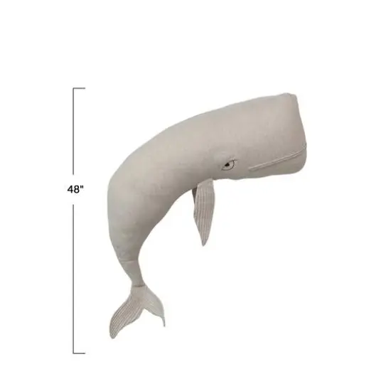 Hello Honey&reg; White Cotton & Linen Whale-Shaped Pillow {5}