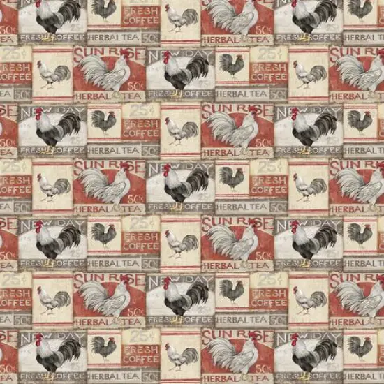 Susan Winget Farmhouse Rooster Patch Cotton Fabric {3}