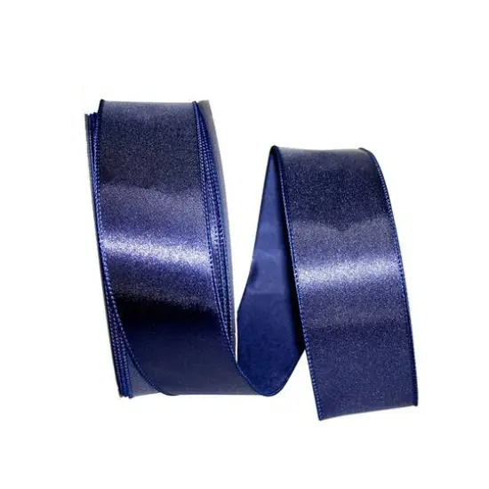 JAM Paper 2.5" x 50yd. Wired Satin Ribbon Navy {1}