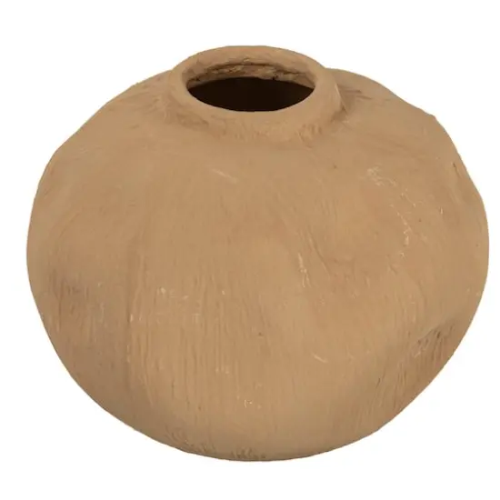 Hello Honey&reg; 5.5" Textured Taupe Pinched Organic Shape Terracotta Vase {1}