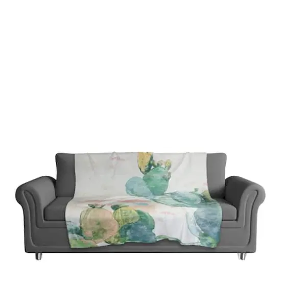 Funky Cactus Print 50" x 60" Coral Fleece Blanket {4}