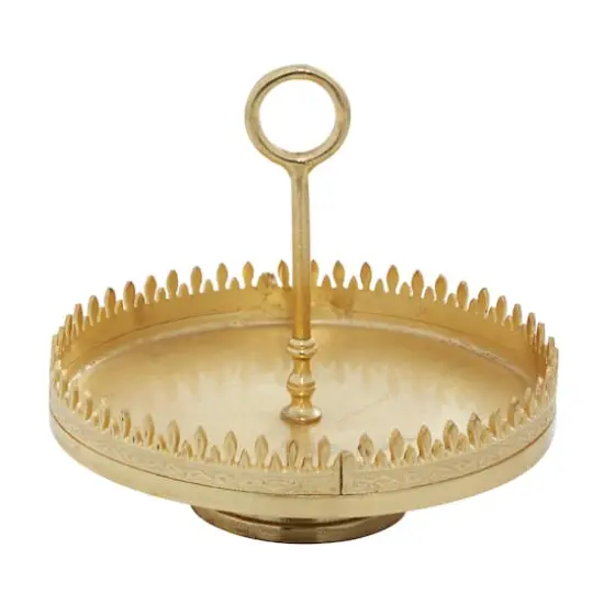 13" Gold Aluminum Glam Tray Stand {4}
