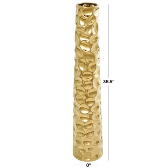 39" Gold Concaved Circles Ceramic Vase {8}