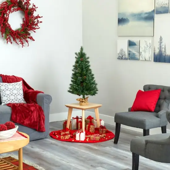 3ft. Pre-Lit Fraser Fir Natural Look Artificial Christmas Tree with Clear LED Light  {7}