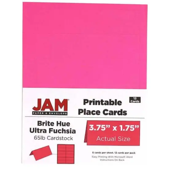 JAM Paper Printable Place Cards, 12ct. Bright Hue Ultra Fuchsia {5}