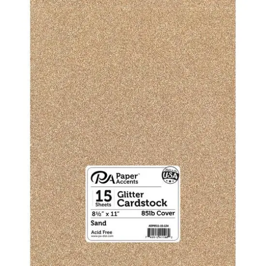 PA Paper™ Accents Glitter 8.5" x 11" Cardstock, 15 Sheets Sand {1}