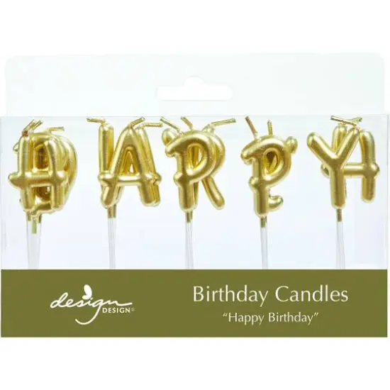 Design Design Gold Letters Specialty Birthday Candles Set {1}
