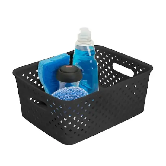 Simplify 10" Small Wicker Storage Bin Black {1}