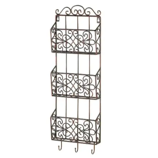 29" Vintage Charm Triple Basket Wall Rack {1}