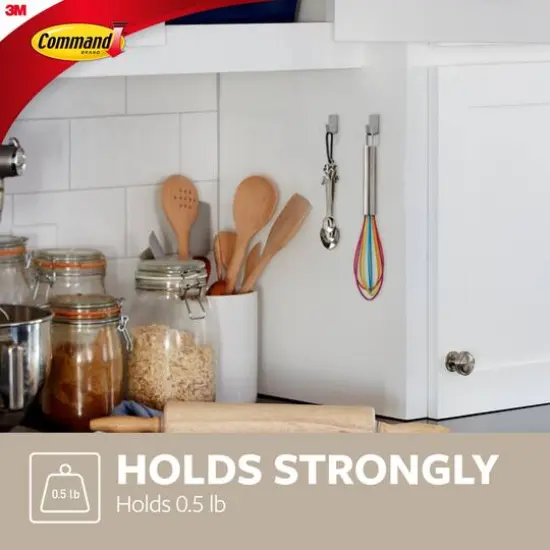 Command&trade; Small Decorative Metal Hooks, Stainless Steel {10}