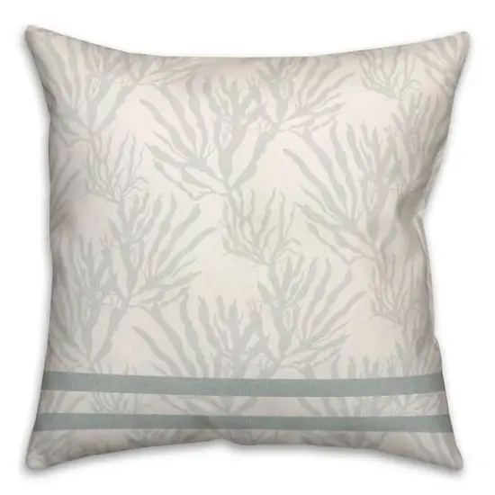 Coral & Double Stripe Throw Pillow Blue Coral Blue Stripe on White {3}