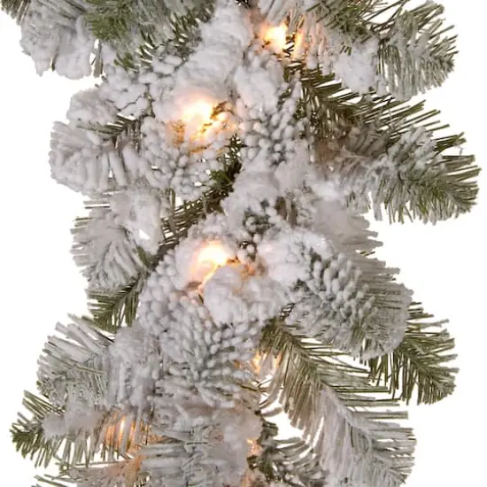 9' x 12" Pre-lit Feel Real® Snowy Camden Artificial Christmas Garland with 50 Clear Lights {4}