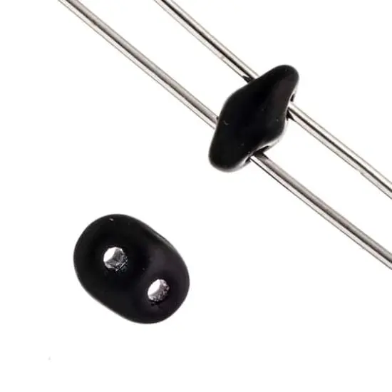 Superduo Two-Hole Czech Glass Beads Jet Matte {4}