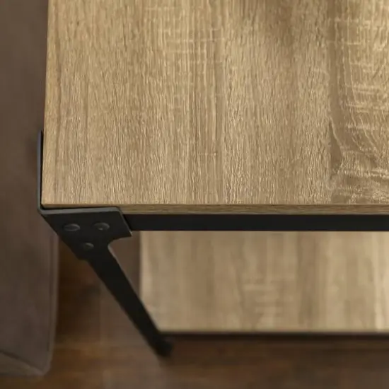 Walker Edison Driftwood Angle Iron Rustic Wood Side Table Set {7}