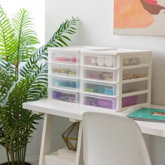 IRIS White 4-Drawer Desktop Plastic Drawer Organizer {7}