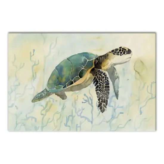 Green Sea Turtle 24" x 16" Canvas Wall Art {1}