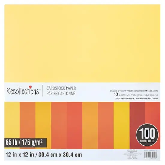 Orange & Yellow Palette 12" x 12" Cardstock Paper by Recollections&trade;, 100 Sheets {1}