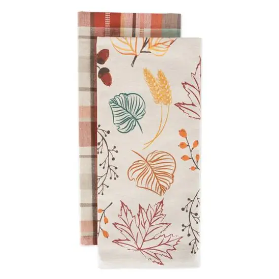 DII&reg; Assorted Autumn Leaves Dishtowel Set {5}