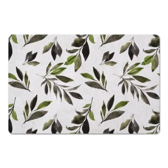 Watercolor Leaves Pattern 27" x 18" Floor Mat {1}