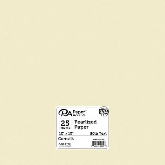 PA Paper&trade; Accents 12" x 12" 80lb. Pearlized Paper, 25 Sheets Cornsilk {1}