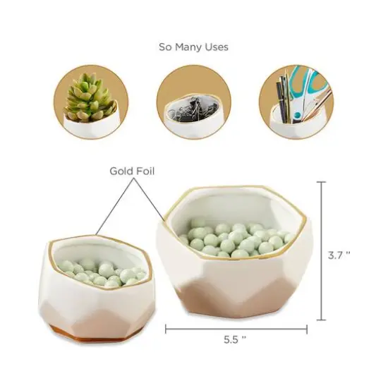Kate Aspen&reg; Geometric Ceramic Planter Set {7}
