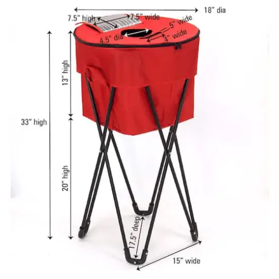 Household Essentials 33" Red Thermal Standing Cooler with Travel Bag {4}