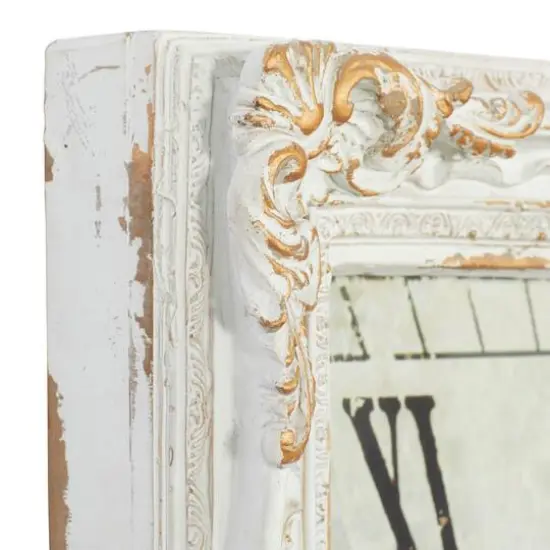 White Vintage Wood Wall Clock, 36" x 27" {5}