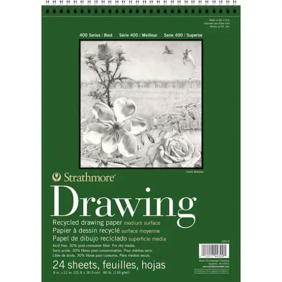 Strathmore Recycled Drawing Paper Pad, 400 Series, 24 Sheets, Spiral-Bound, 9" x 12" {1}