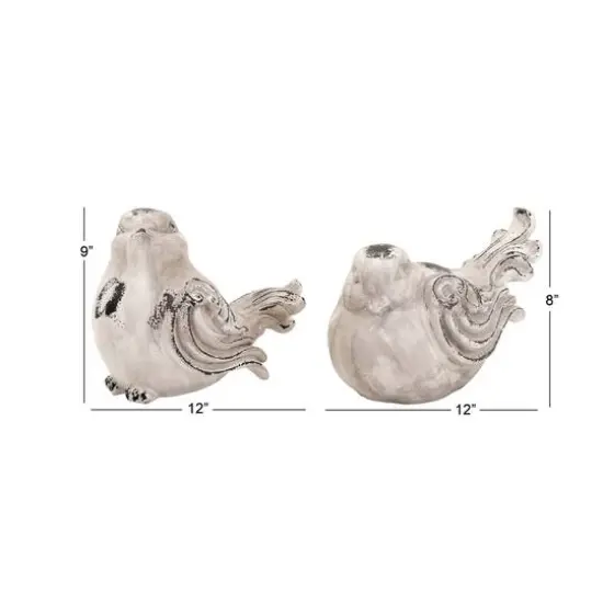 Tan Stone Country Garden Bird Sculpture Set {12}