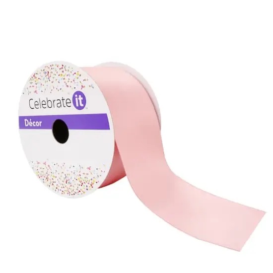 2.5" x 8.3yd. Wired Satin Ribbon by Celebrate It&reg; Blush {1}