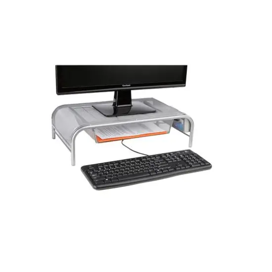 Mind Reader Metal Mesh Monitor Stand & Desk Organizer Silver {6}