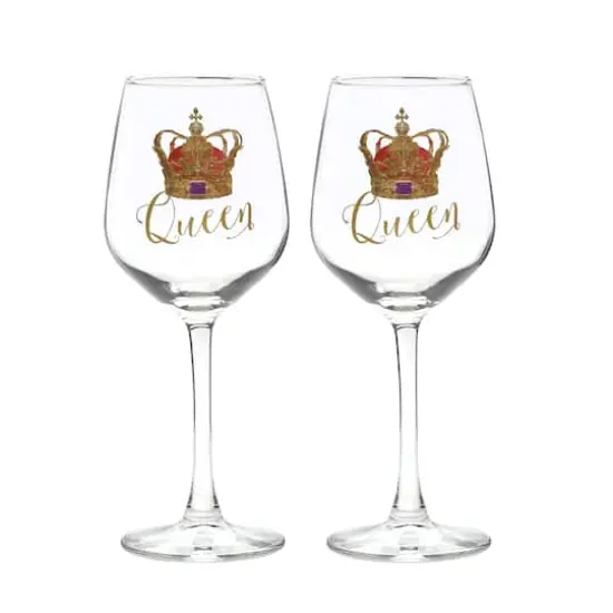 12oz. Queen & Queen Wine Glass Set {1}