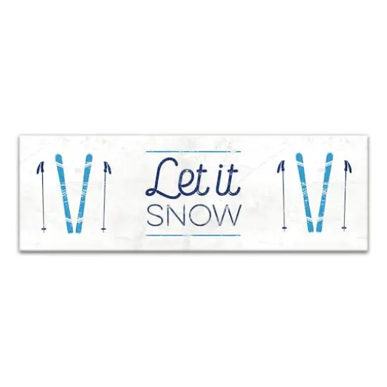 Let It Snow Skis 36x12 Canvas Wall Art {1}