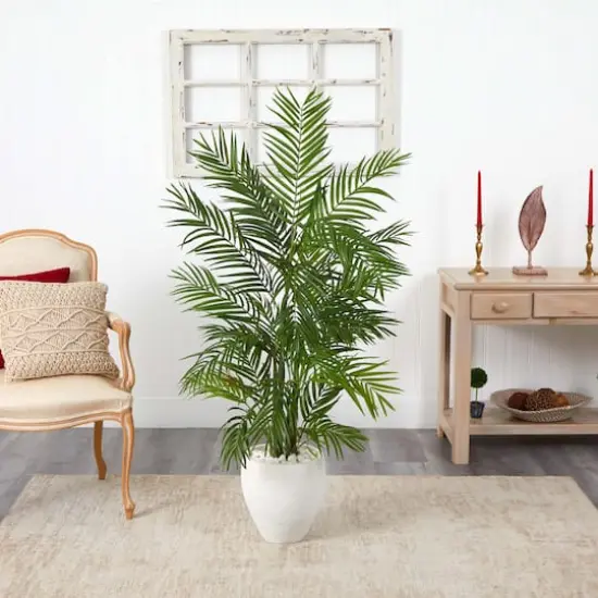 5ft. Areca Palm Artificial Tree in White Planter {4}