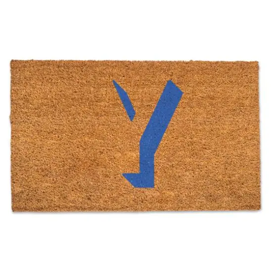 Blue Shadow Monogram Natural Coir Doormat Y {1}
