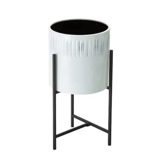 Glitzhome&reg; Whitewashed Metal Plant Stand Set {5}