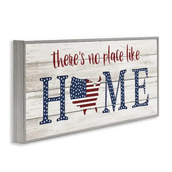Stupell Industries Patriotic There's No Place Like Home Phrase Americana Framed Giclee Art Gray {4}