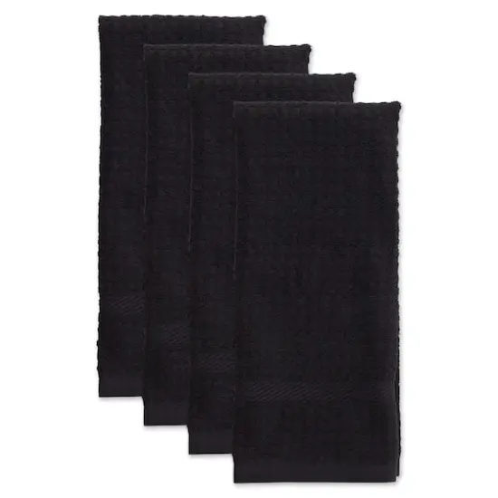 DII&reg; Solid Black Waffle Terry Dishtowel, 4ct. {4}