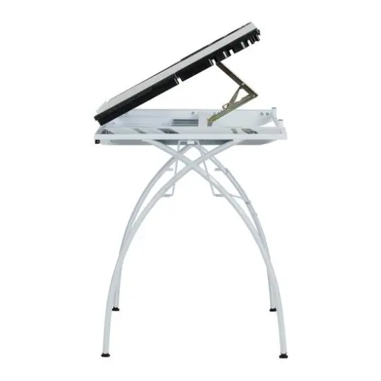 Studio Designs Futura Glass Top Craft Station with Folding Shelf in White {7}